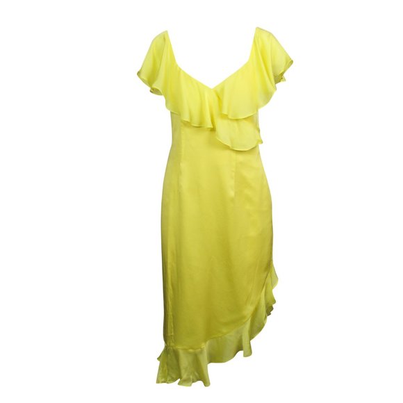 OPENING CEREMONY Yellow Silk Cascade Ruffle Sleeveless Dress Size 0/36 $450